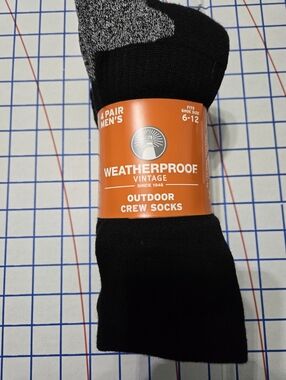 Weatherproof Men's Wool Blend Black Crew Socks 4 Pack
